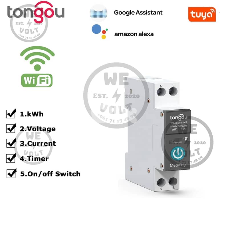 Tongou SY1-JWT – Smart Switch 1P+N 63A with Metering | We Volt 0