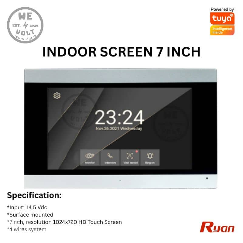 Ryan RAR132 – 7” Smart WiFi Video Door Phone White | We Volt 0