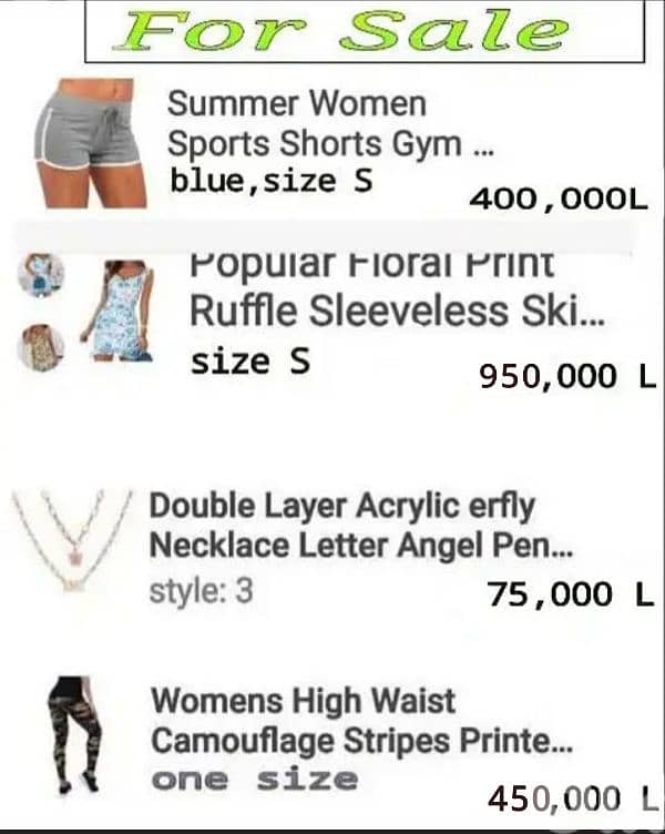 For sale pants, short, necklace 3