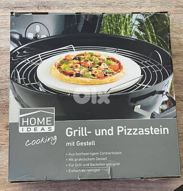 pizza stone with frame for grill 1