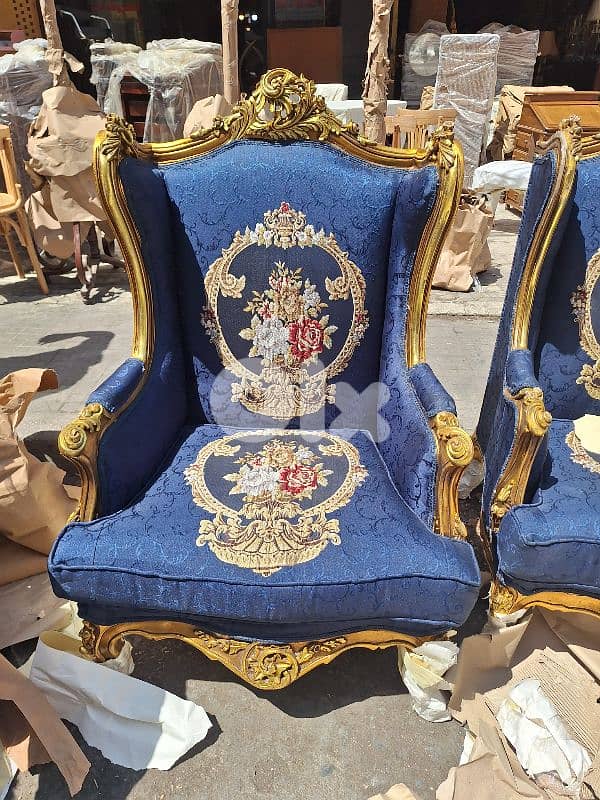 طقم صالون ستيل ملكي روعة الفخامة والرقي خشب زين حفر ناعم تنجيد جديد 7