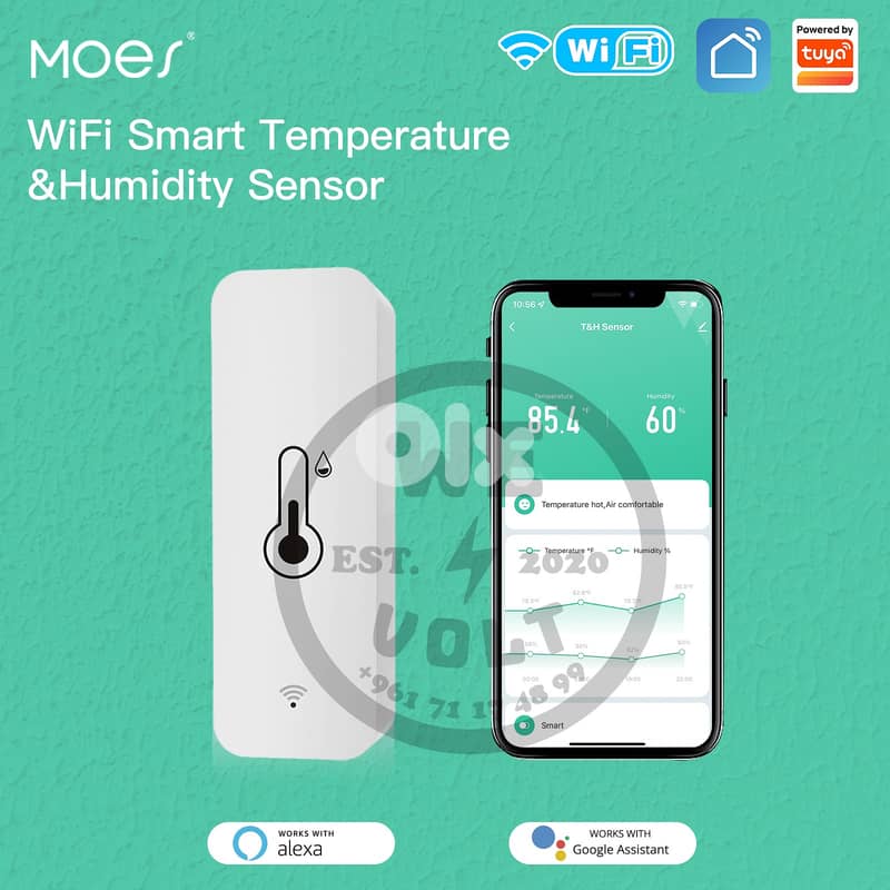 WiFi Smart Temperature & Humidity Sensor | MOES – We Volt 0