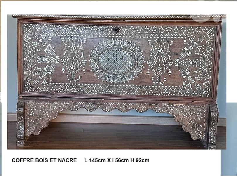 Coffre bois et nacre , fabrication debut 20ième siècle 0
