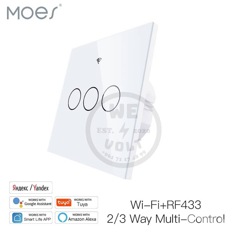 EU Smart Glass Panel Switch White (1–4 Gang) | MOES – We Volt 2