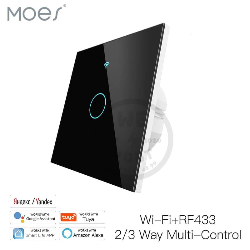 EU Smart Glass Panel Switch Black (1–4 Gang) | MOES – We Volt 0