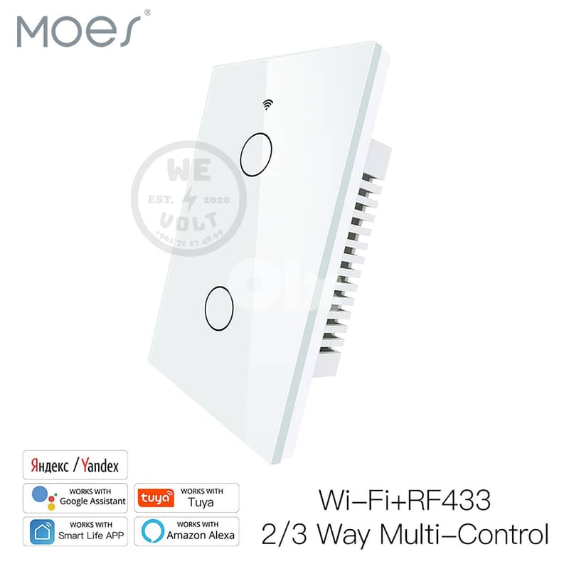 US Smart Glass Panel Switch White (1–4 Gang) | MOES – We Volt 1
