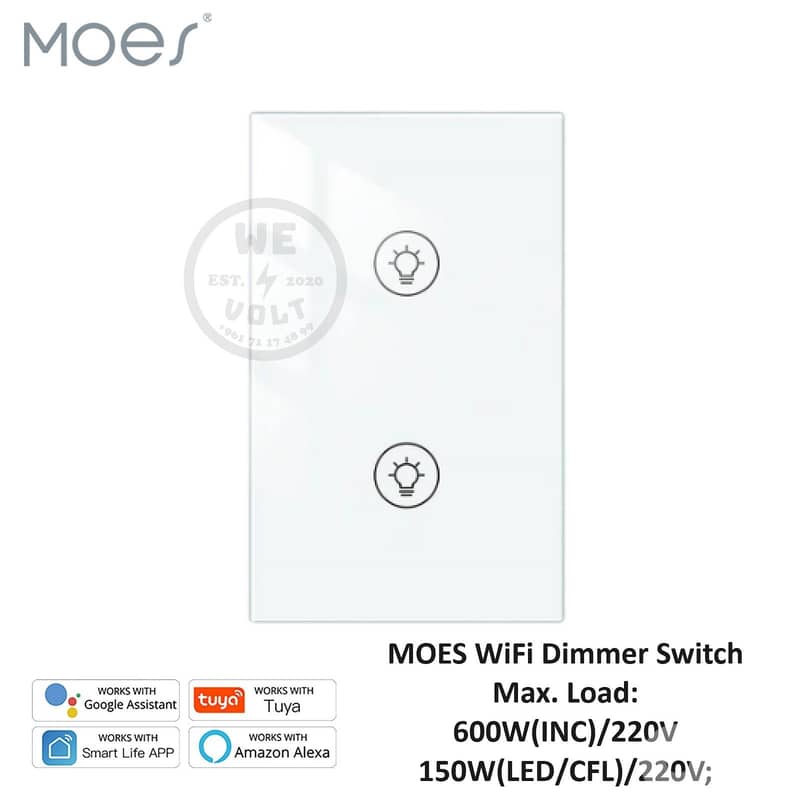 Smart Dimmer Light Panel Switch WiFi+RF | MOES – We Volt 1