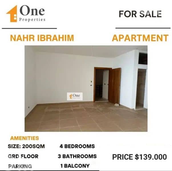 APARTMENT FOR SALE IN NAHR IBRAHIM 0