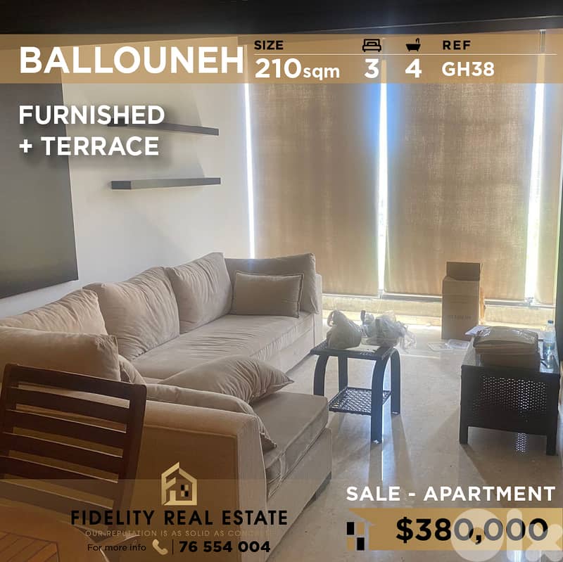 Apartment for sale in Ballouneh GH38 شقة مفروشة للبيع في بلونة 0
