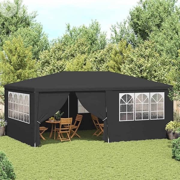 Outdoor Canopy with Side Walls and Decorative Windows 1