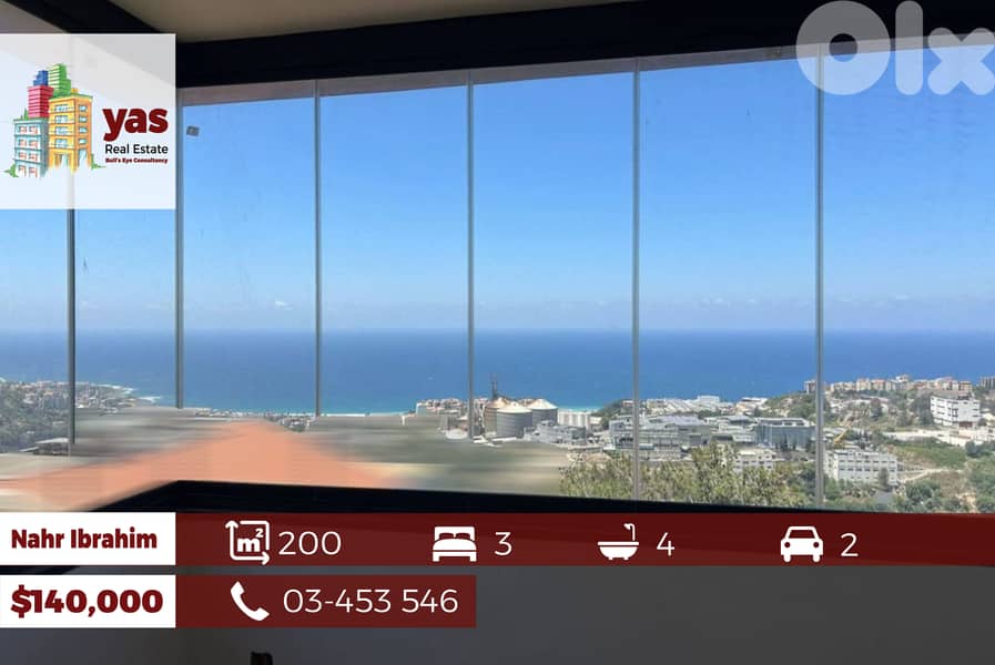 Nahr Ibrahim 200m2 | Brand New | Luxury Building | Sea View | PA | 0