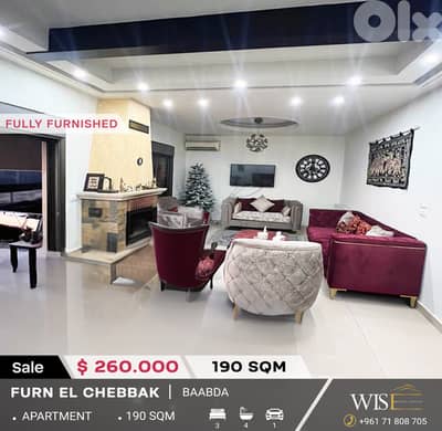 190 SQM fully furnished Apartment for SALE in Furn El Chebbak !