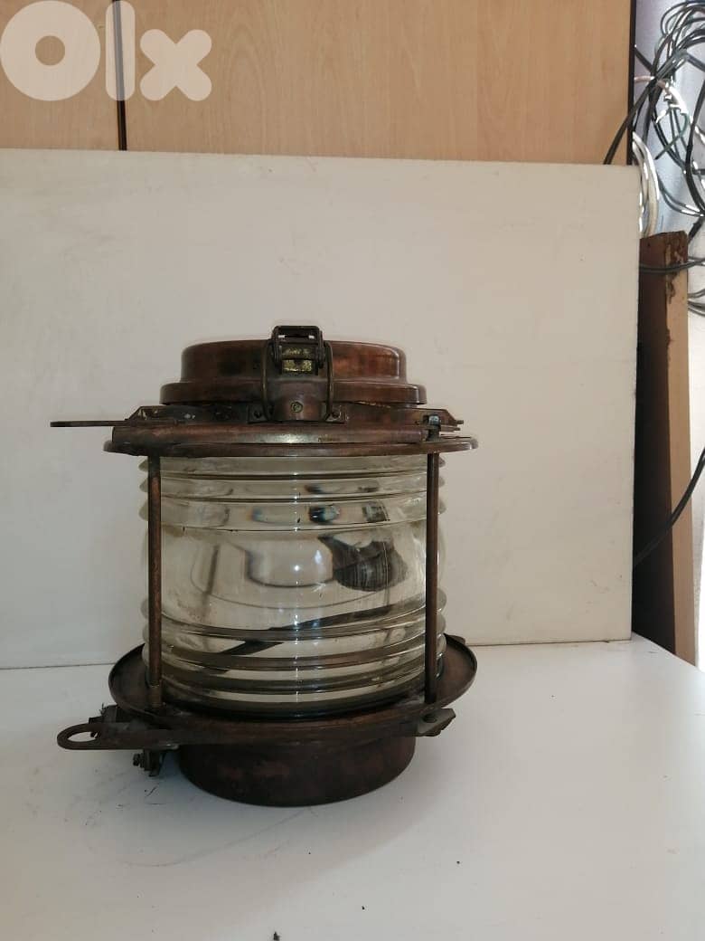 Antiques Royal Navy ships Navigation Copper Table Lamp Transparent gla 1
