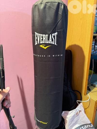 Everlast heavy boxing bag with stand and gloves