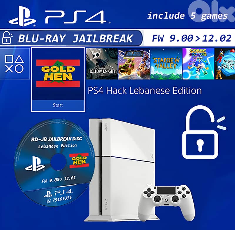ps4 blu-ray jailbreak cd FW 9.00 >12.00 include 5 games inside the cd 0