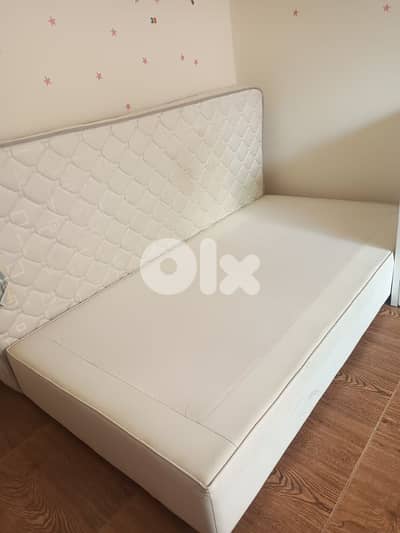 bed تخت جلد مع فرشة مفرد
