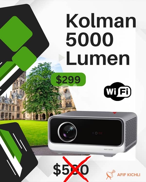 Kolman LED Projector 5000 Lumens Smart WiFi 0