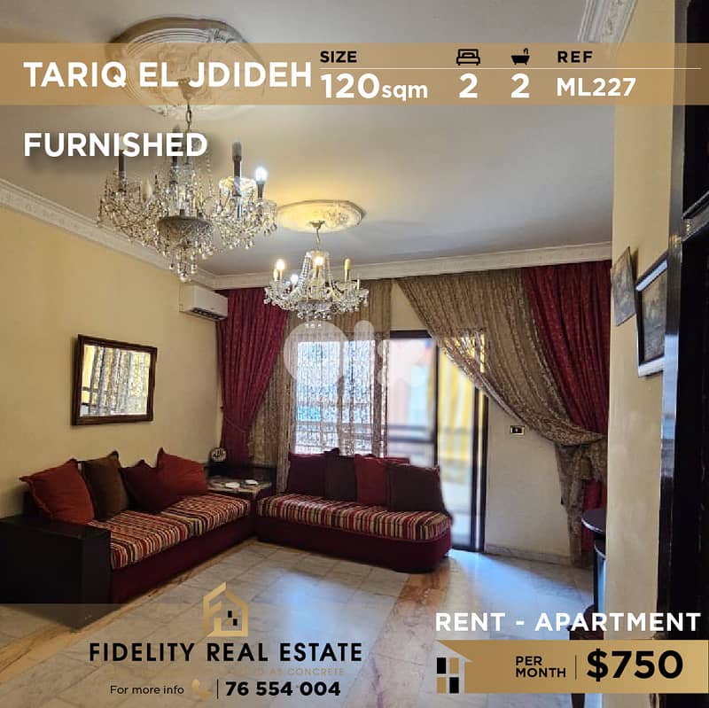 Apartment for rent in tariq El Jdideh ML227 شقة  للإيجار طريق الجديدة 0
