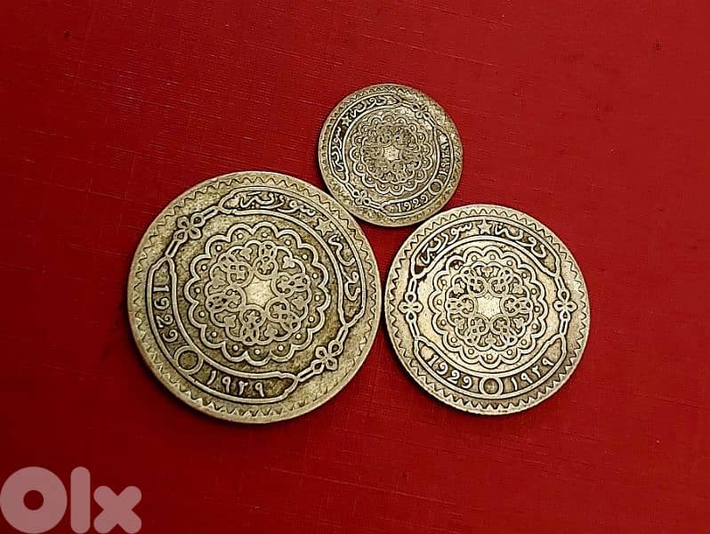 Syria 1929 silver set 10, 25 & 50 Ghirsh 17g 1
