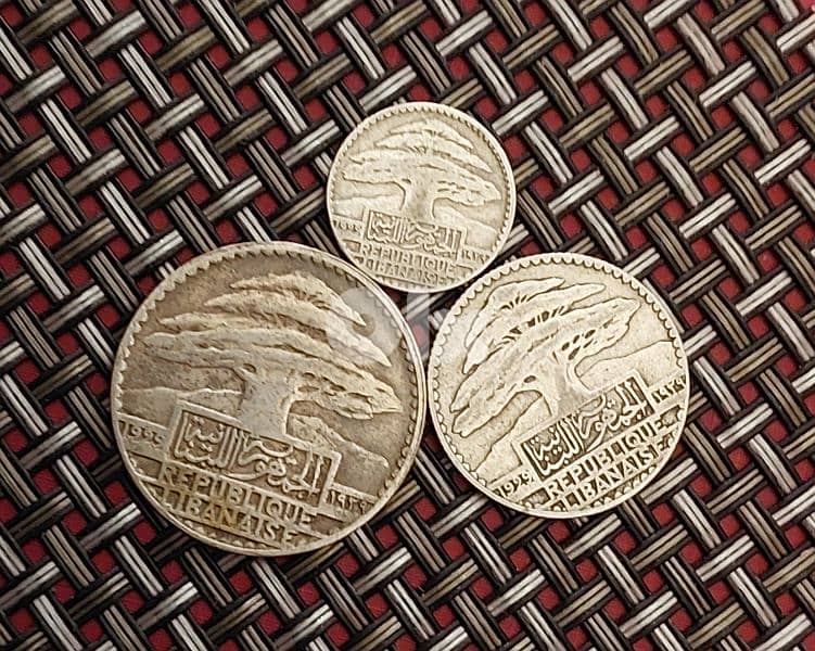 Lebanon 1929 silver set 17g 10, 25 & 50 Ghirsh 0