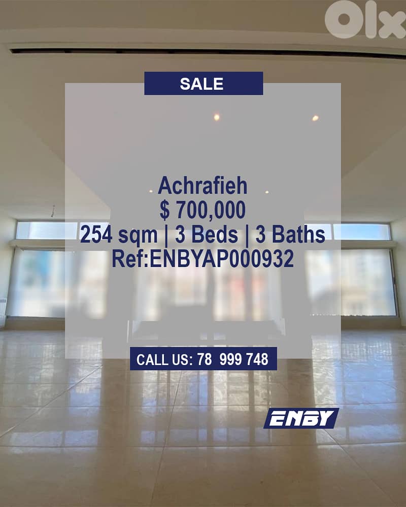 Apartment for sale in Achrafieh | Fully Renovated | Spacious Flat 0