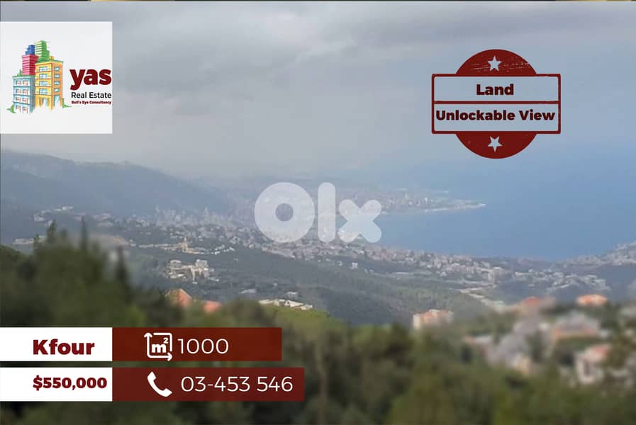 Kfour 1000m2 | Land | Unlockable Sea View | Coeff 30/75 | WA 0
