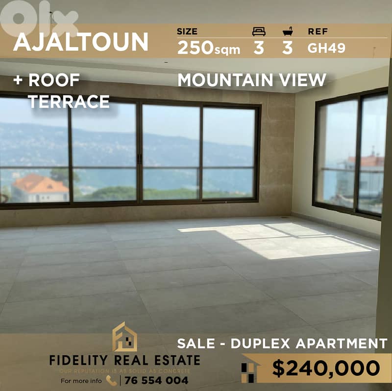 Duplex for sale in Ajaltoun GH49 دوبلكس للبيع في عجلتون 0