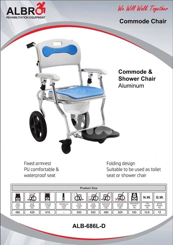 Wheelchair + Commode + Shower Chair 2