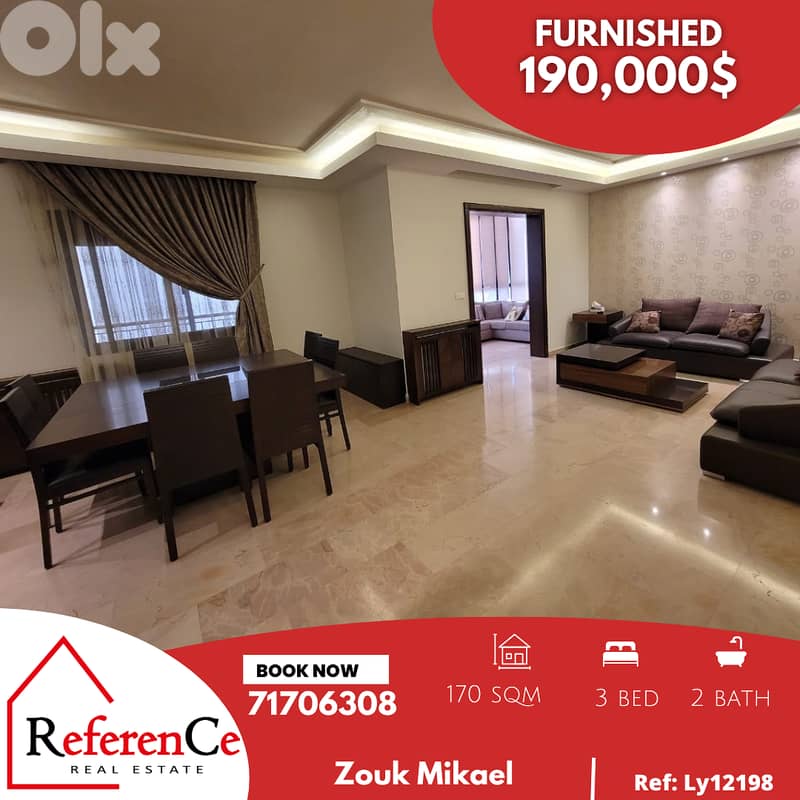 Furnished apartment in Zouk Mikael for sale شقة مفروشة  في زوق مكايل 0