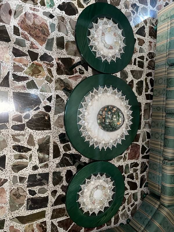 Elegant Green Living Room Cabinet & Coffee Tables Set 1