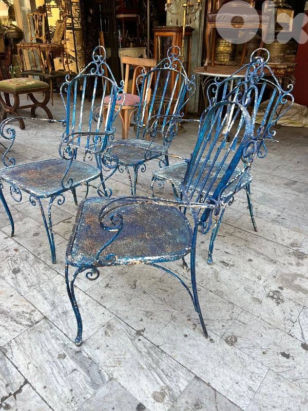 set of 4 chairs ferforge outdoorطقم ٤ كراسي انتيك حديد فيرفورجي 2