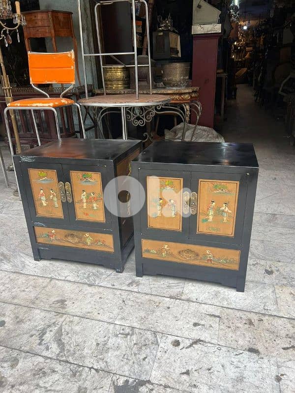 pair of 2 chinese comode originalكومود عدد ٢ انتيك صيني مع احجار كريمة 1