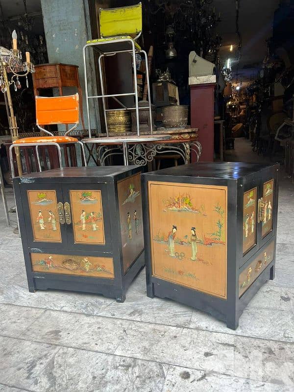 pair of 2 chinese comode originalكومود عدد ٢ انتيك صيني مع احجار كريمة 3