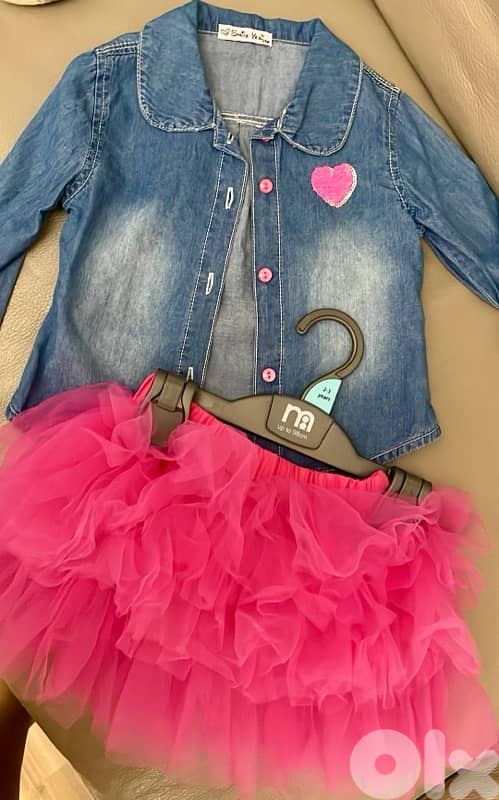 tutu skirt with shirt denim set 1