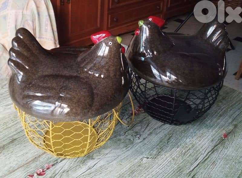 stunning ceramic and steel eggs basket 1
