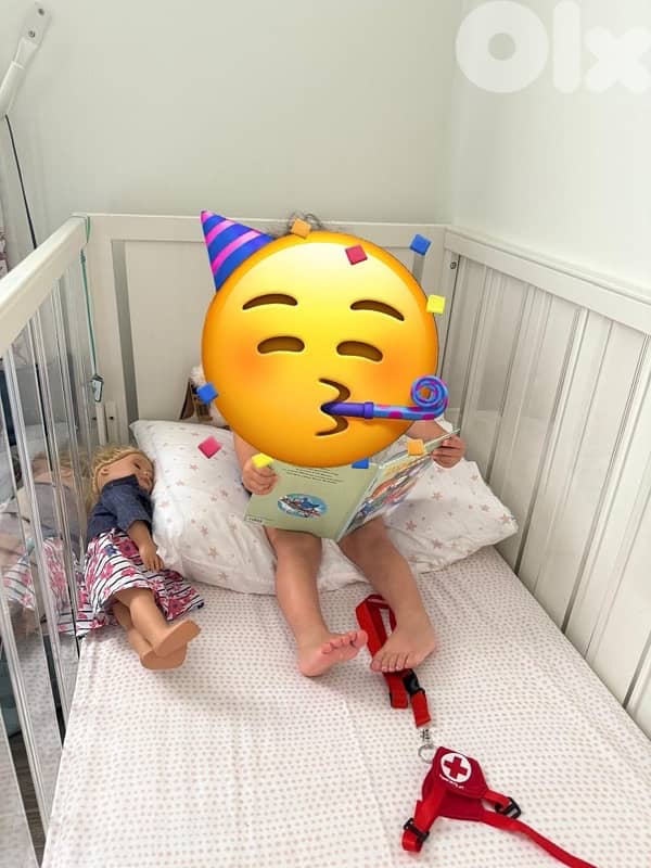 pottery Barn Acrylic convertible crib with pottery barn mattress 0