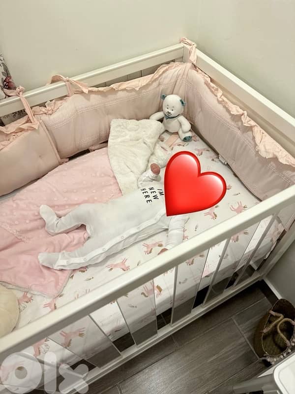 pottery Barn Acrylic convertible crib with pottery barn mattress 2