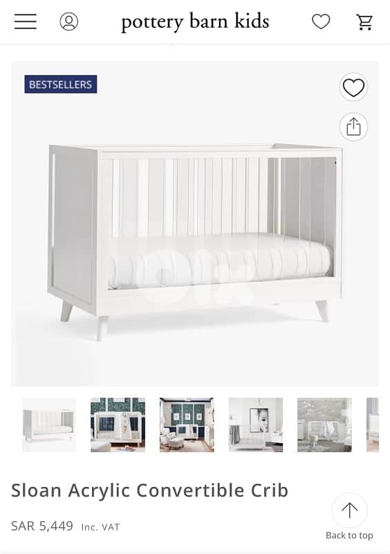 pottery Barn Acrylic convertible crib with pottery barn mattress 3