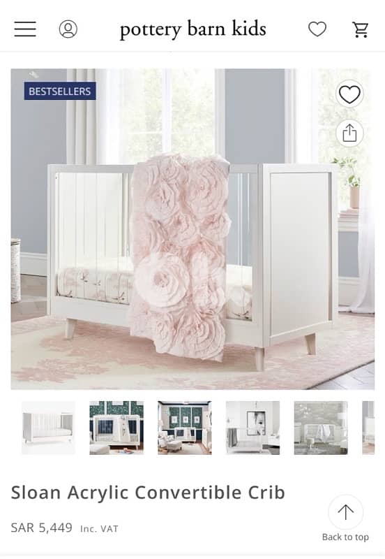 pottery Barn Acrylic convertible crib with pottery barn mattress 4