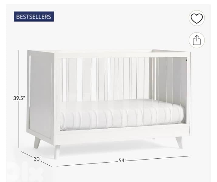 pottery Barn Acrylic convertible crib with pottery barn mattress 6