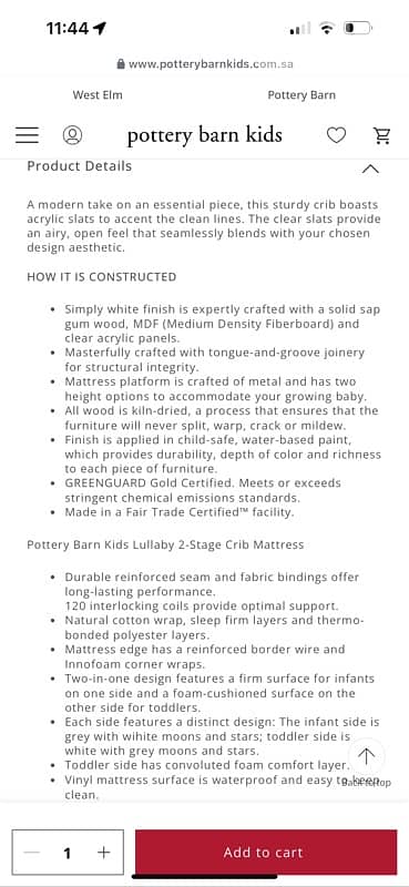 pottery Barn Acrylic convertible crib with pottery barn mattress 8