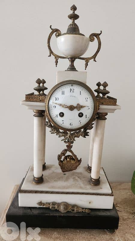 Antique 19 century antique French Empire-style  portico clock 0