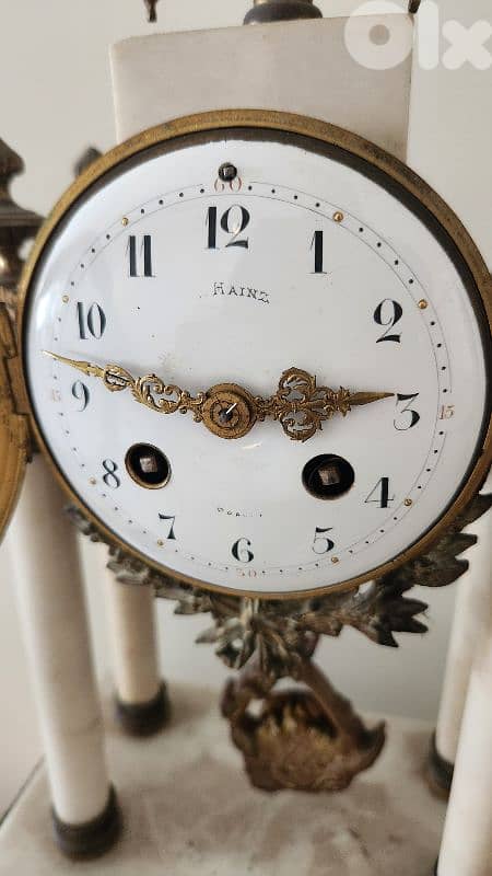 Antique 19 century antique French Empire-style  portico clock 1
