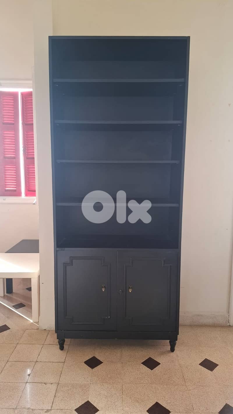 Classic Black Wooden Cabinet with Shelves & Storage 0