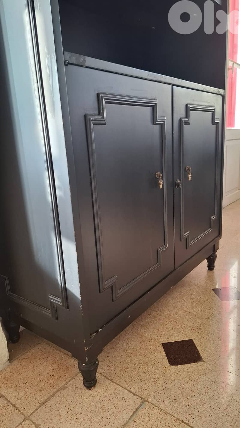Classic Black Wooden Cabinet with Shelves & Storage 2
