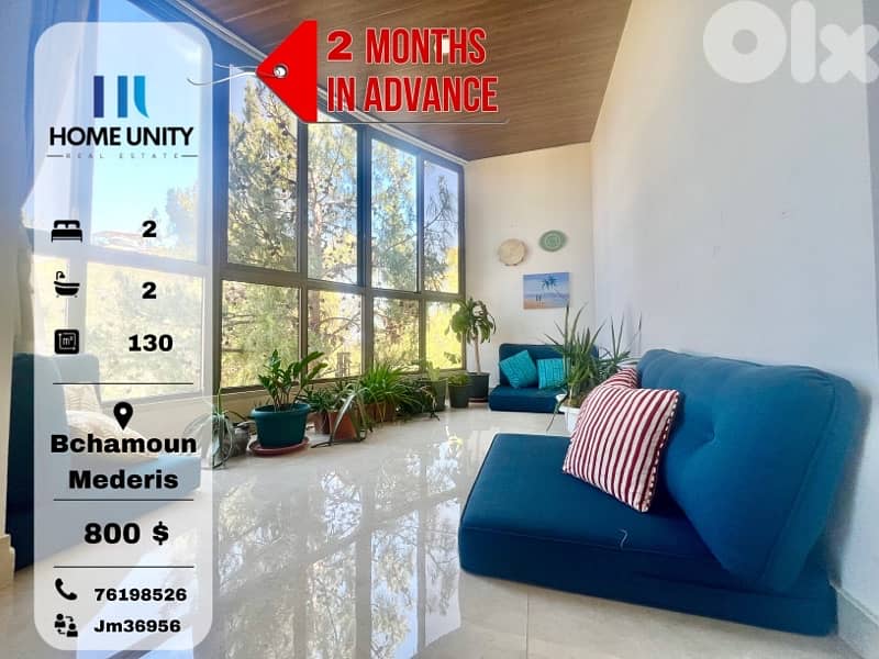 fully furnished apartment for rent in bchamoun mederis 0