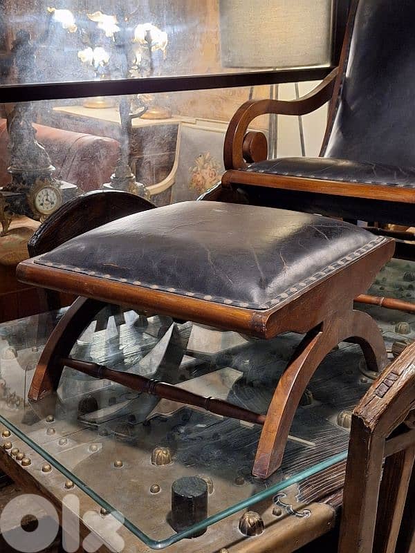 Real geniune leather Campeche chair and stool 1