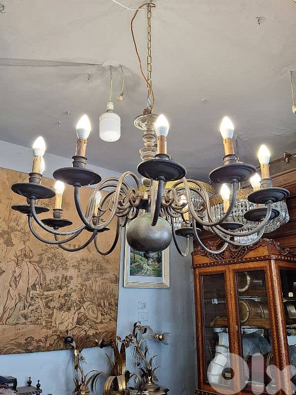 large bronze antique original 12 lamps flemish chandelier 1