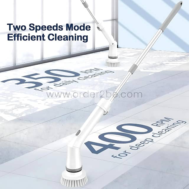 6-in-1 Electric Spin Scrubber for Bath & Floors – 46" Reach, 6 Heads 1