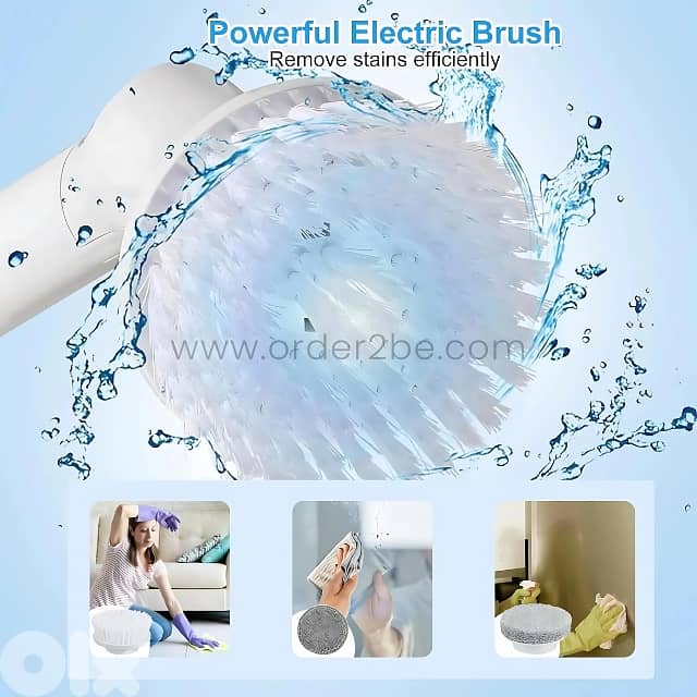 6-in-1 Electric Spin Scrubber for Bath & Floors – 46" Reach, 6 Heads 6